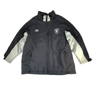 Vintage 90’s Oakland Raiders Spellout 2-XL Reebok On Field Winter Coat Jacket
